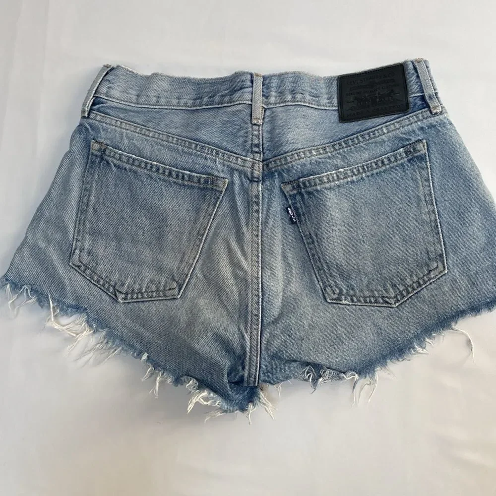 Levi's Blue Jean Shorts Distressed High-Waisted